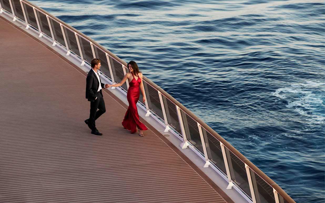 A couple dancing on deck on a MSC cruise ship